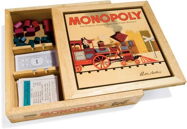 Vintage monopoly hot sale game wooden box