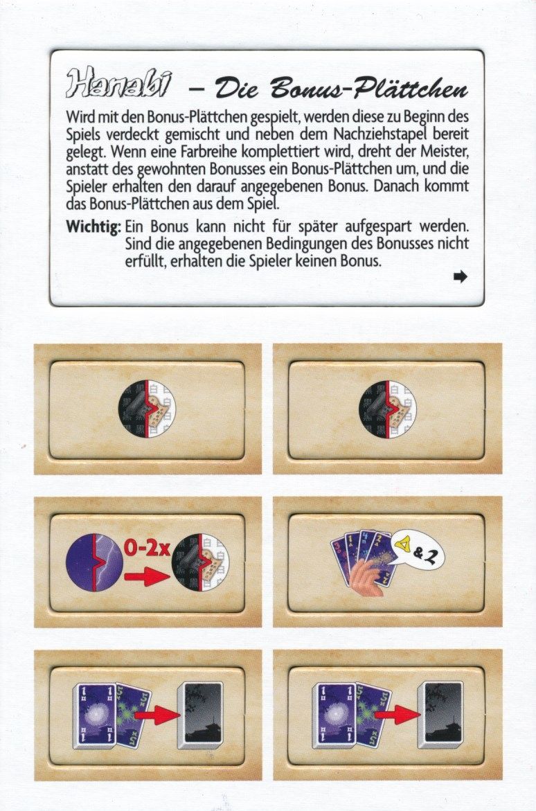 Hanabi: Die Bonus-Plättchen